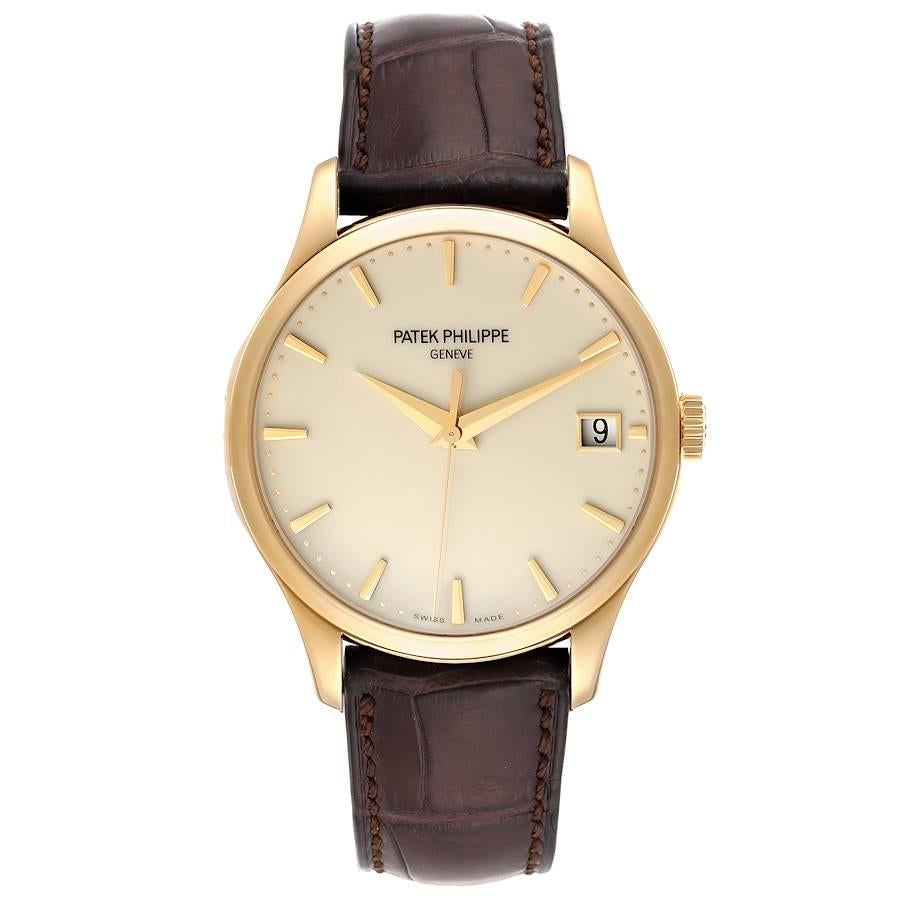 Patek Philippe Calatrava Hunter Case Yellow Gold Mens Watch 5227 Papers. Automatic self-winding movement, caliber 315/190 movement that's rhodium plated with fausses cotes embellishment. It's constructed with 29 jewels, a shock absorber mechanism,