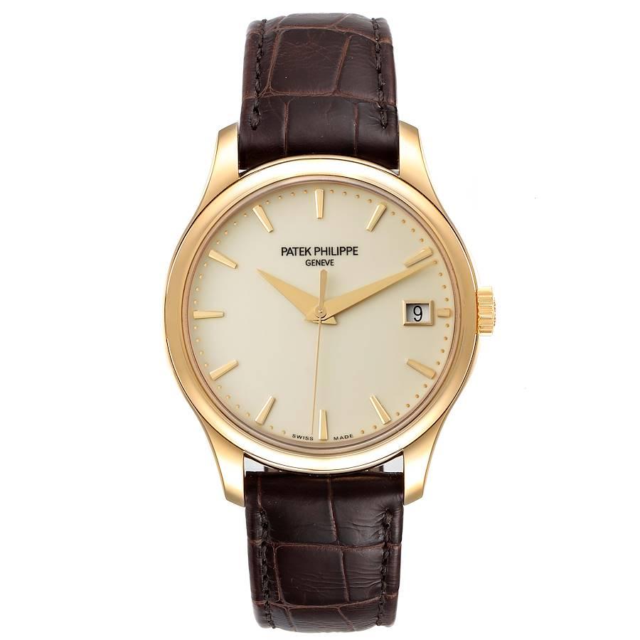 Patek Philippe Calatrava Hunter Case Yellow Gold Mens Watch 5227 Unworn. Automatic self-winding movement, caliber 315/190 movement that's rhodium plated with fausses cotes embellishment. It's constructed with 29 jewels, a shock absorber mechanism,