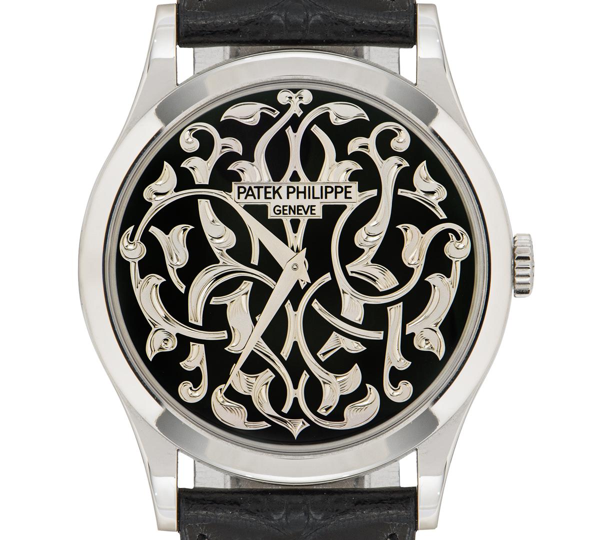 Uhr von Patek Philippe Calatrava, limitierte Auflage, graviertes Zifferblatt 5088/100P-001 (Rundschliff)