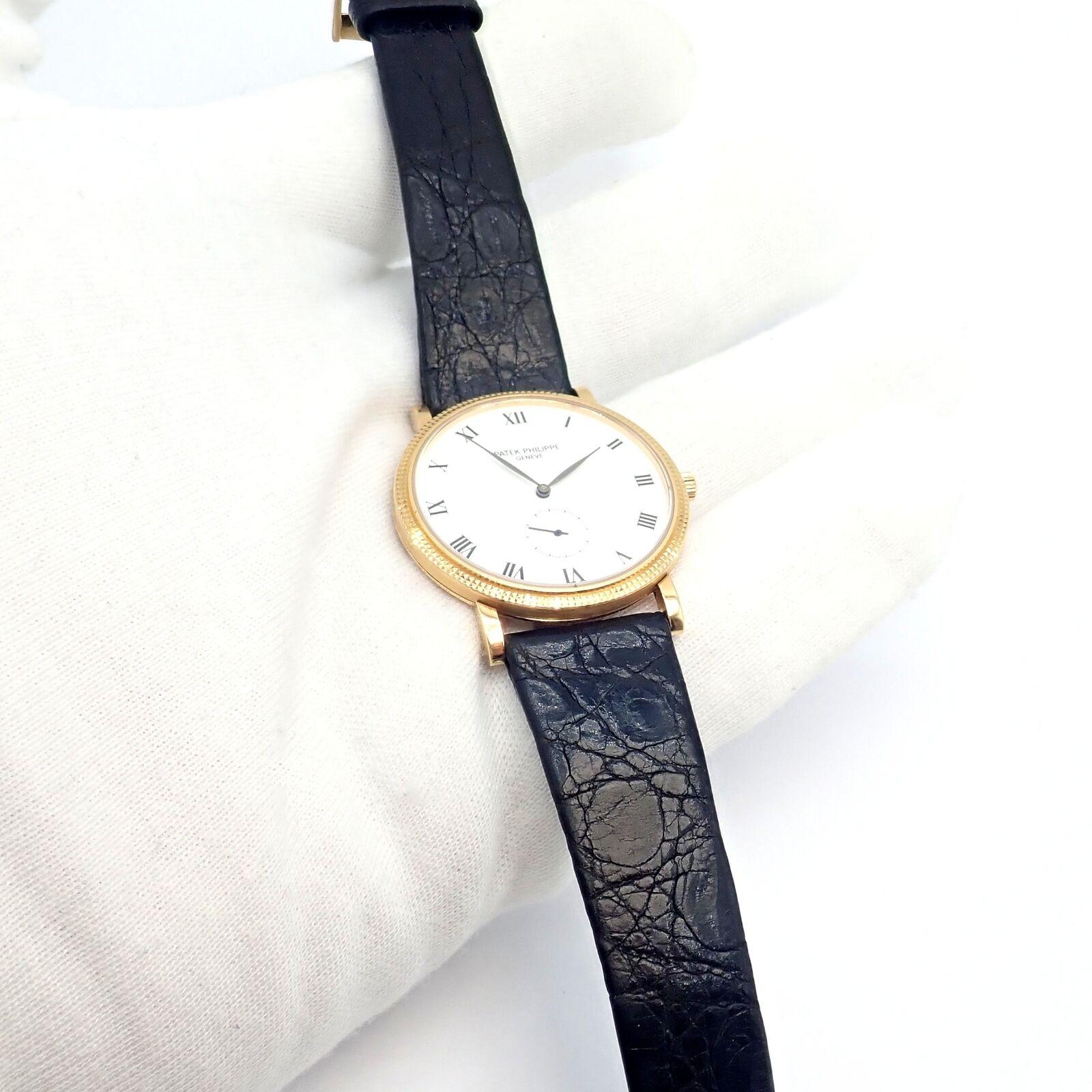Patek Philippe Calatrava Manual Wind Roman Dial Yellow Gold Watch For Sale 6