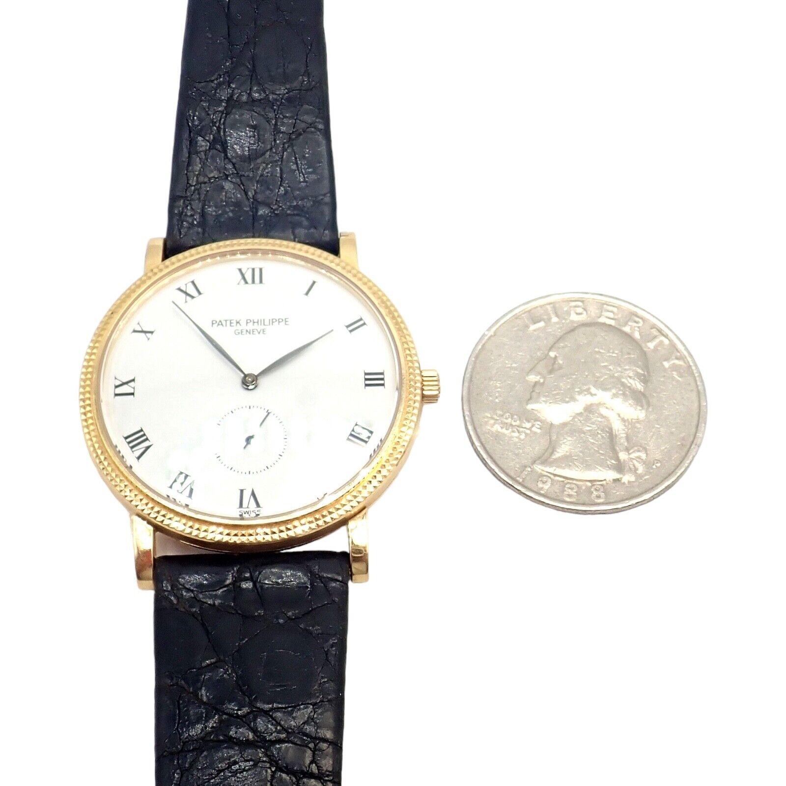 Patek Philippe Calatrava Manual Wind Roman Dial Yellow Gold Watch For Sale 7