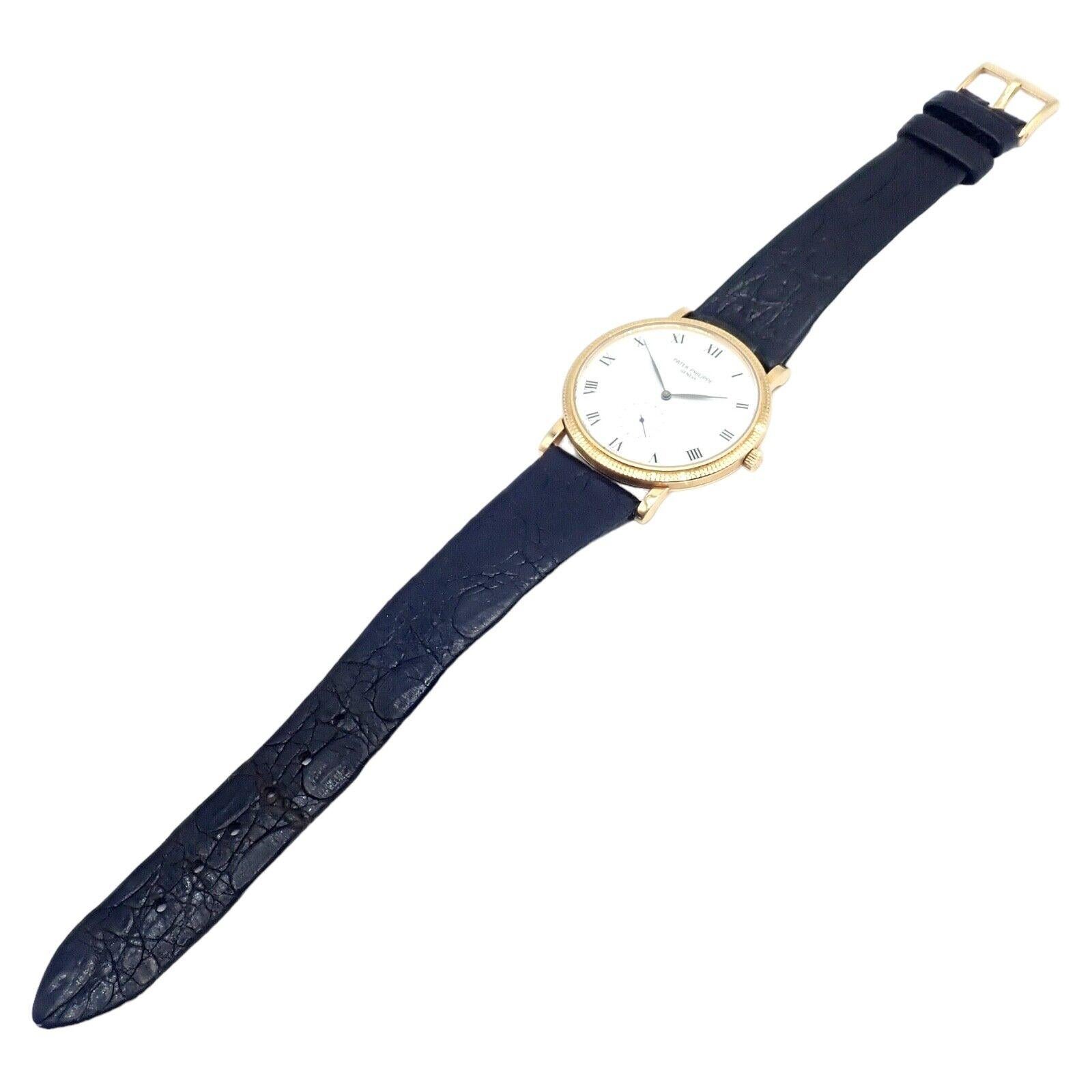 Patek Philippe Calatrava Manual Wind Roman Dial Yellow Gold Watch For Sale 10