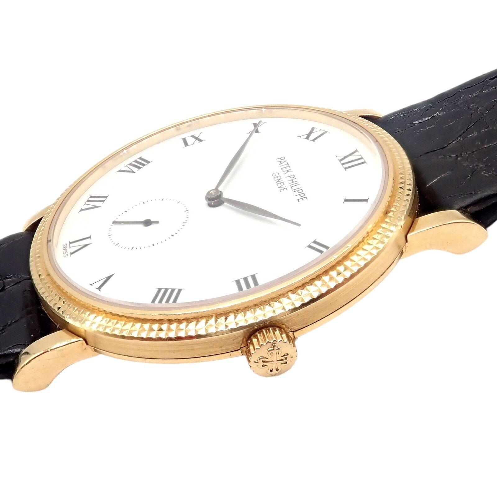 Patek Philippe Calatrava Manual Wind Roman Dial Yellow Gold Watch For Sale 1
