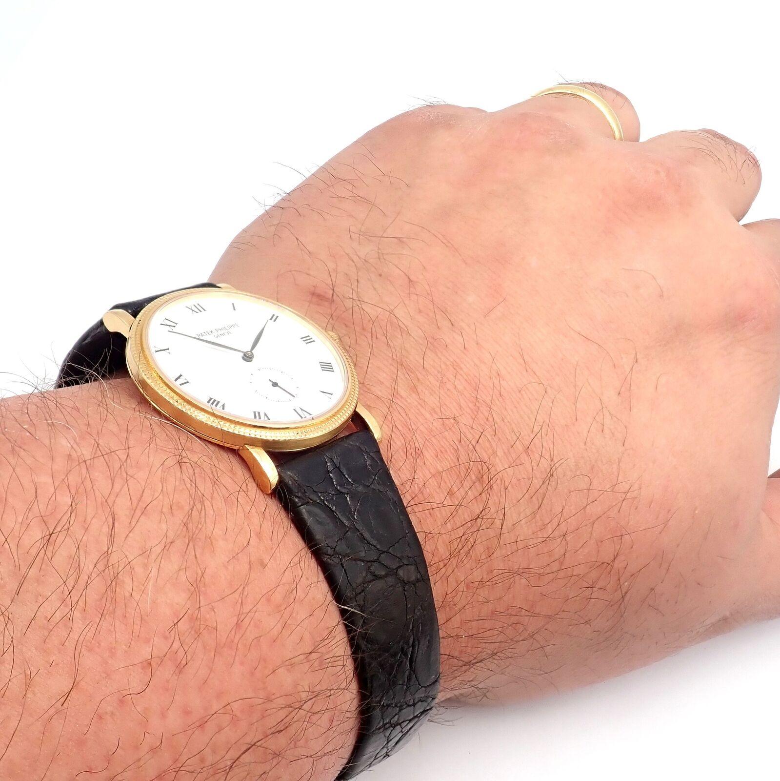 Patek Philippe Calatrava Manual Wind Roman Dial Yellow Gold Watch For Sale 3