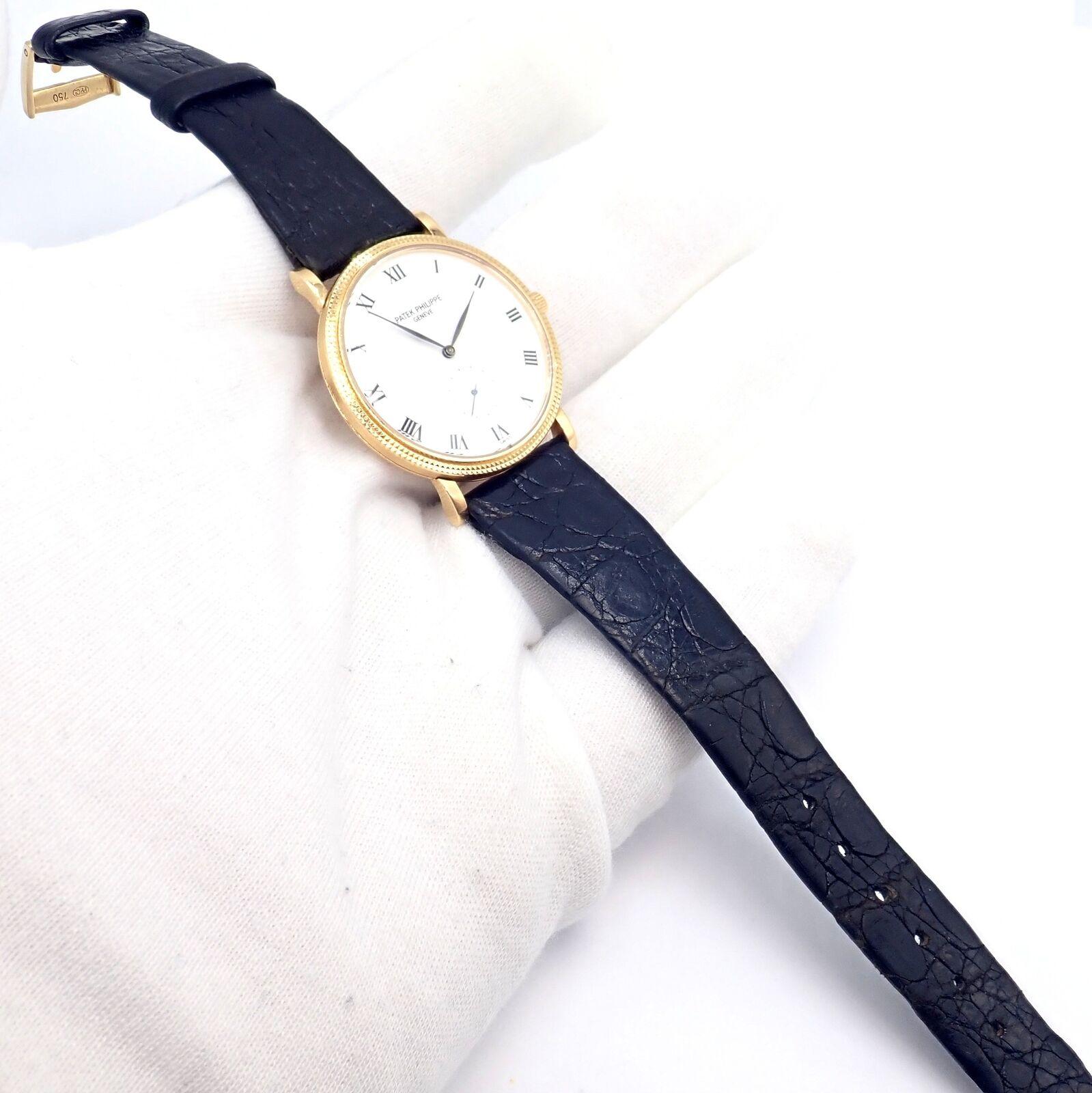 Patek Philippe Calatrava Manual Wind Roman Dial Yellow Gold Watch For Sale 4