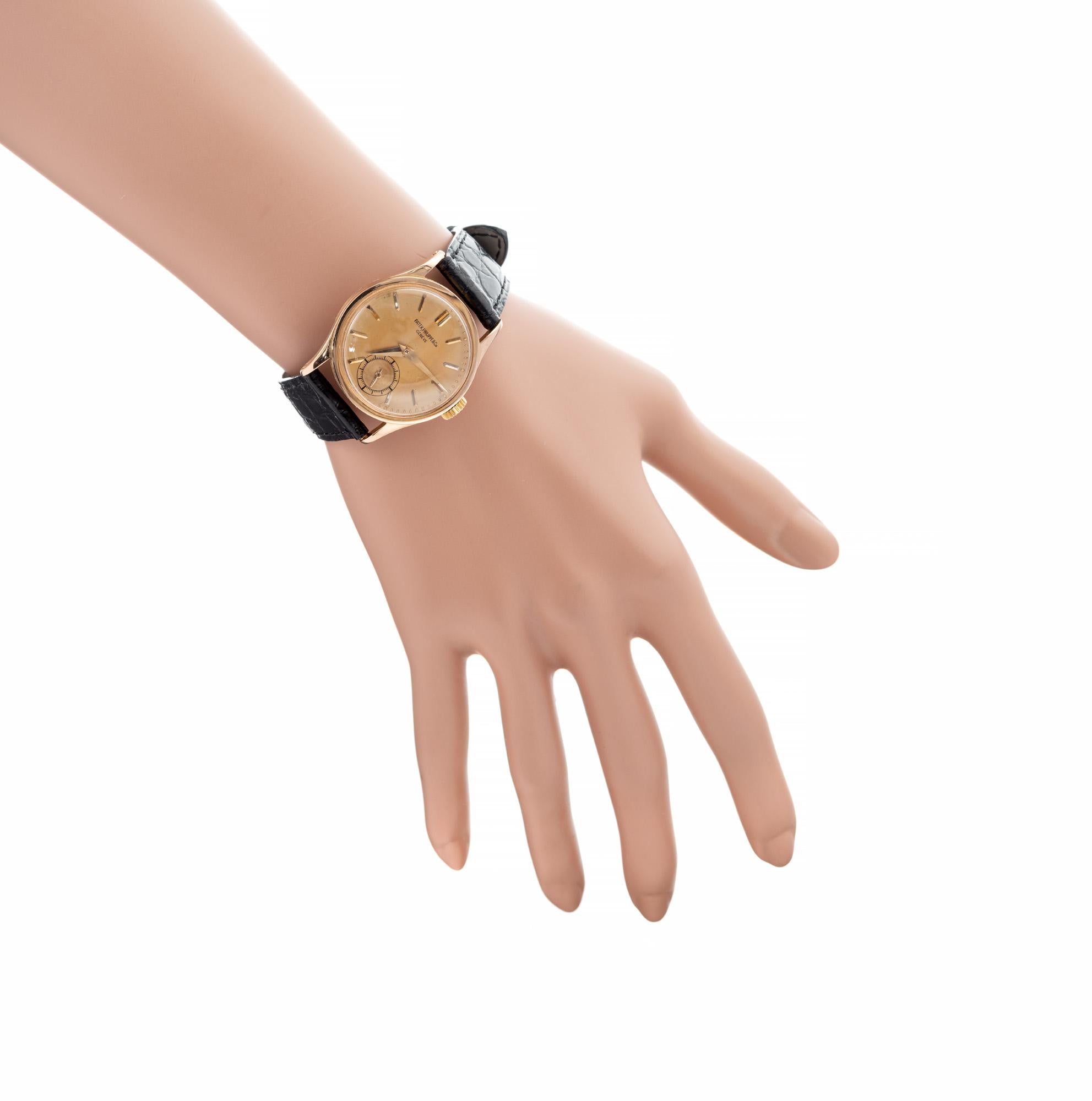 Patek Philippe Calatrava Men's Rose Gold Wristwatch For Sale 3
