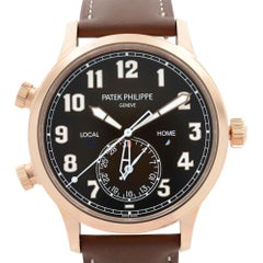 Patek Philippe Calatrava Pilot Travel Time 18k Rose Gold Mens Watch 5524R-001