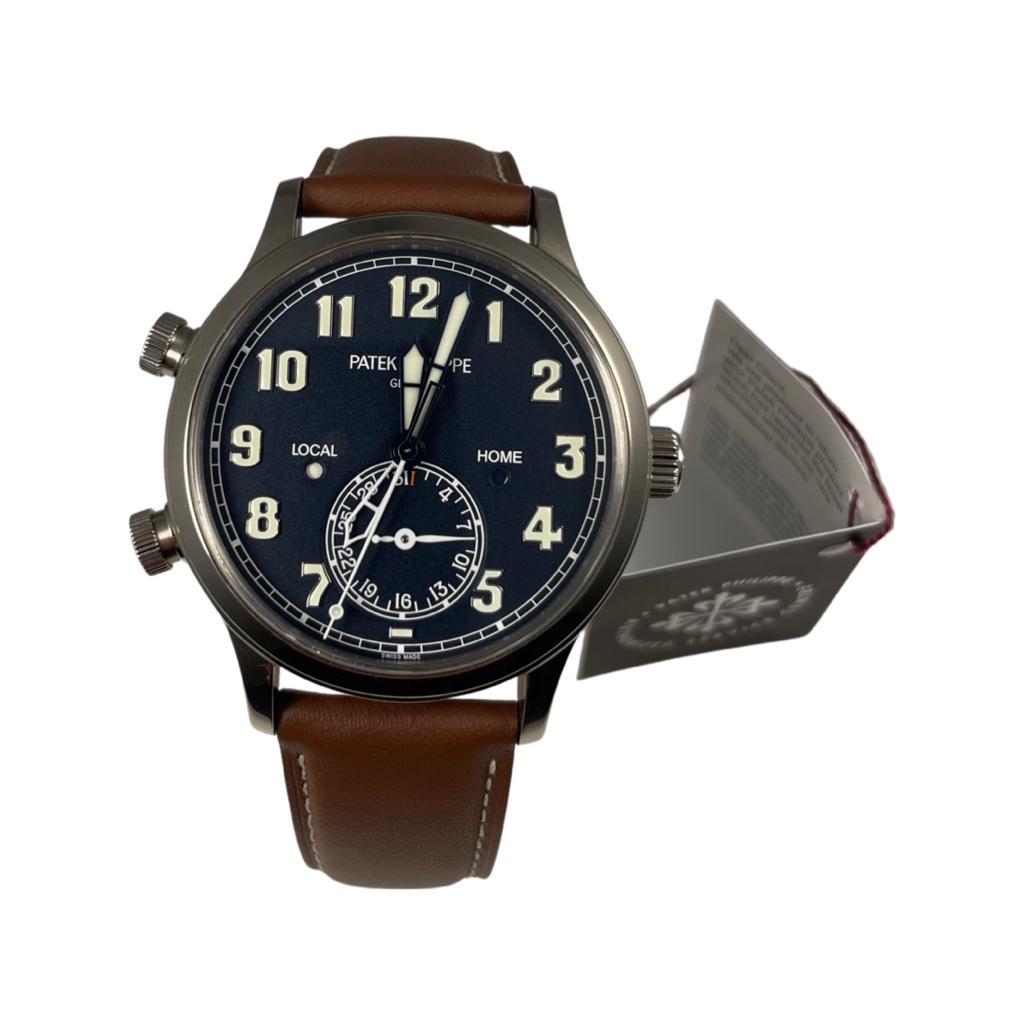 Patek Philippe Calatrava Pilot Travel Time 5524G-001 White Gold Blue Dial 1
