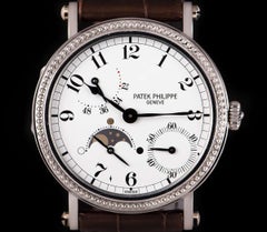 Patek Philippe Calatrava Power Reserve Moonphase Men's Platinum White Porcelaine