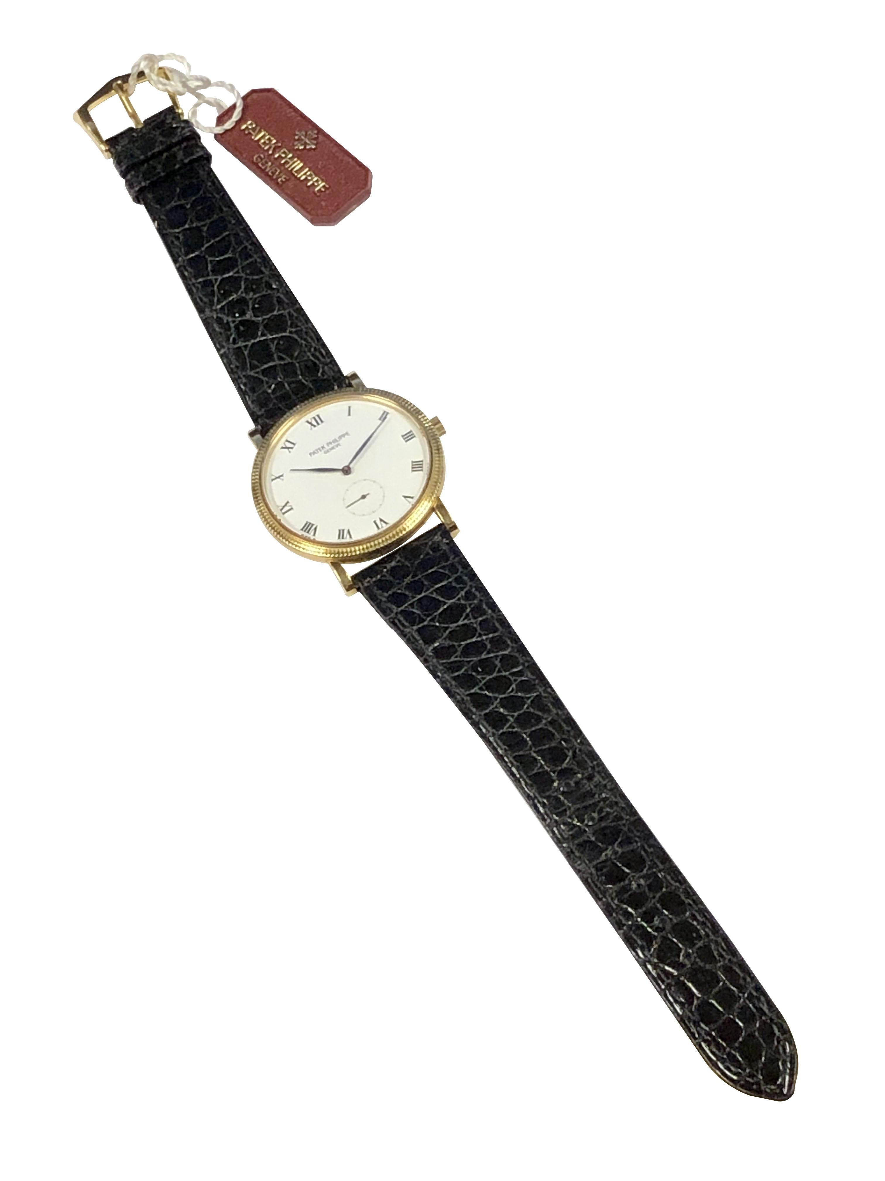 Patek Philippe Calatrava Ref 3919 Yellow Gold Mechanical Wrist Watch For Sale 1
