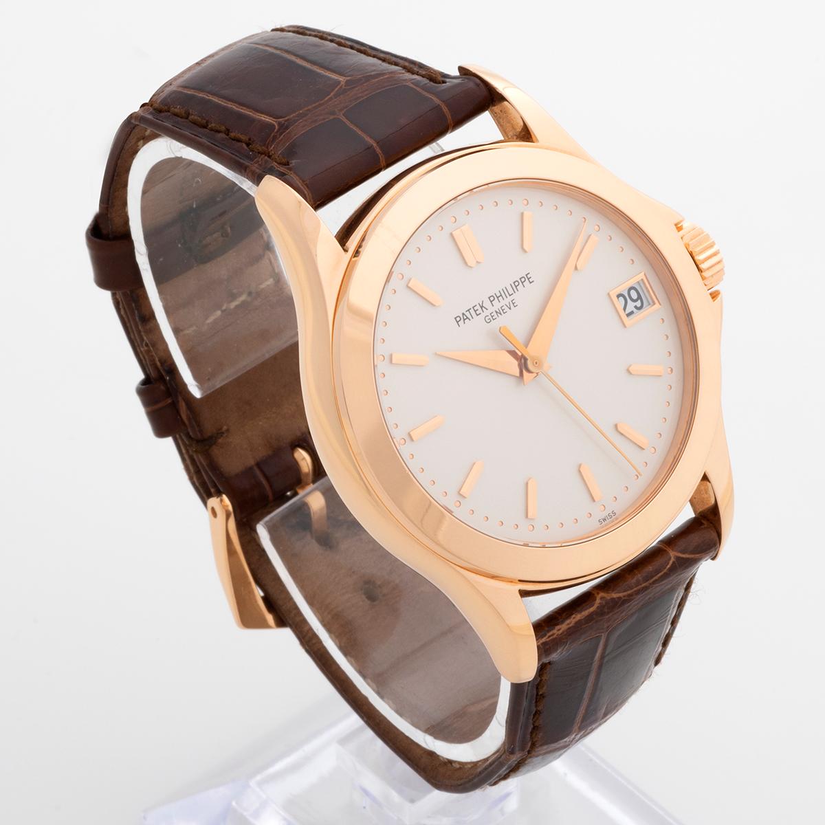 Our classic Patek Philippe Calatrava, reference 5107 R (with 18k rose gold case and tang buckle) with date is presented in outstanding condition and comes in original and unpolished condition. Reference 5107 was in the Patek Philippe Calatrava range