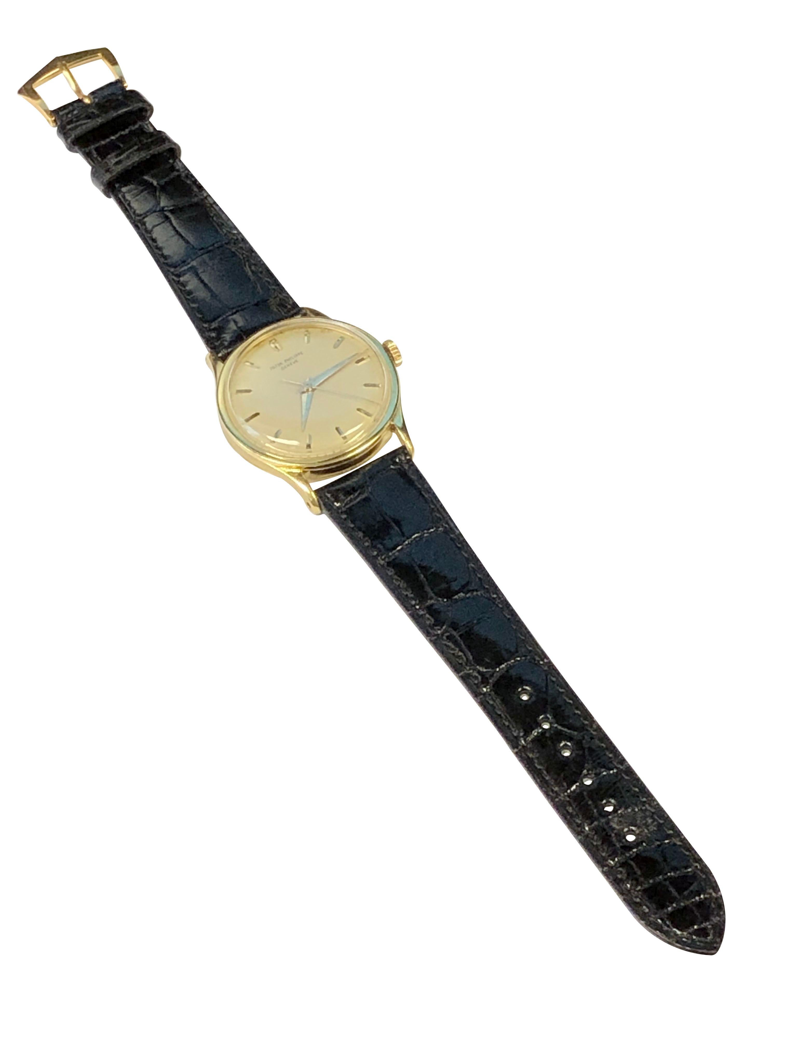 Patek Philippe Calatrava Ref 570 Gelbgold Vintage-Armbanduhr im Angebot 4
