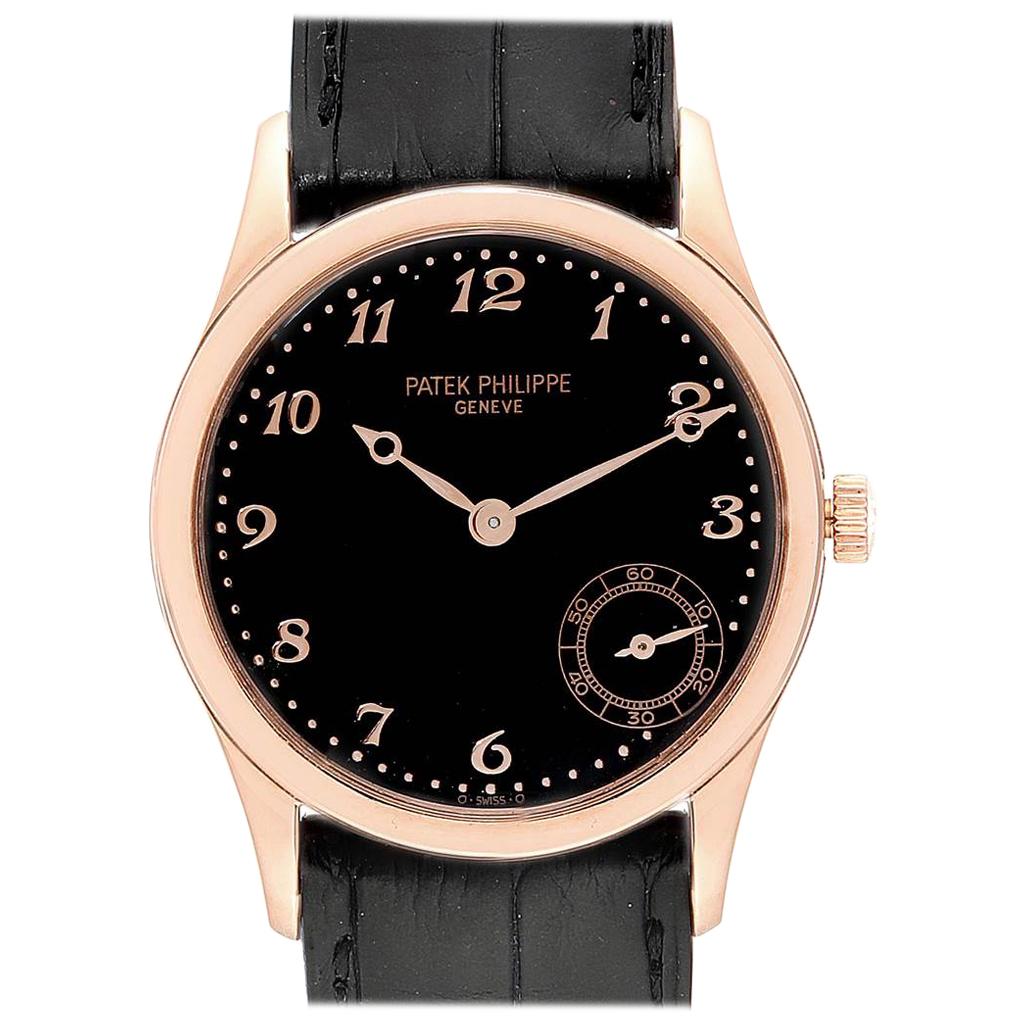 Patek Philippe Calatrava Rose Gold Black Dial Automatic Watch 5026R