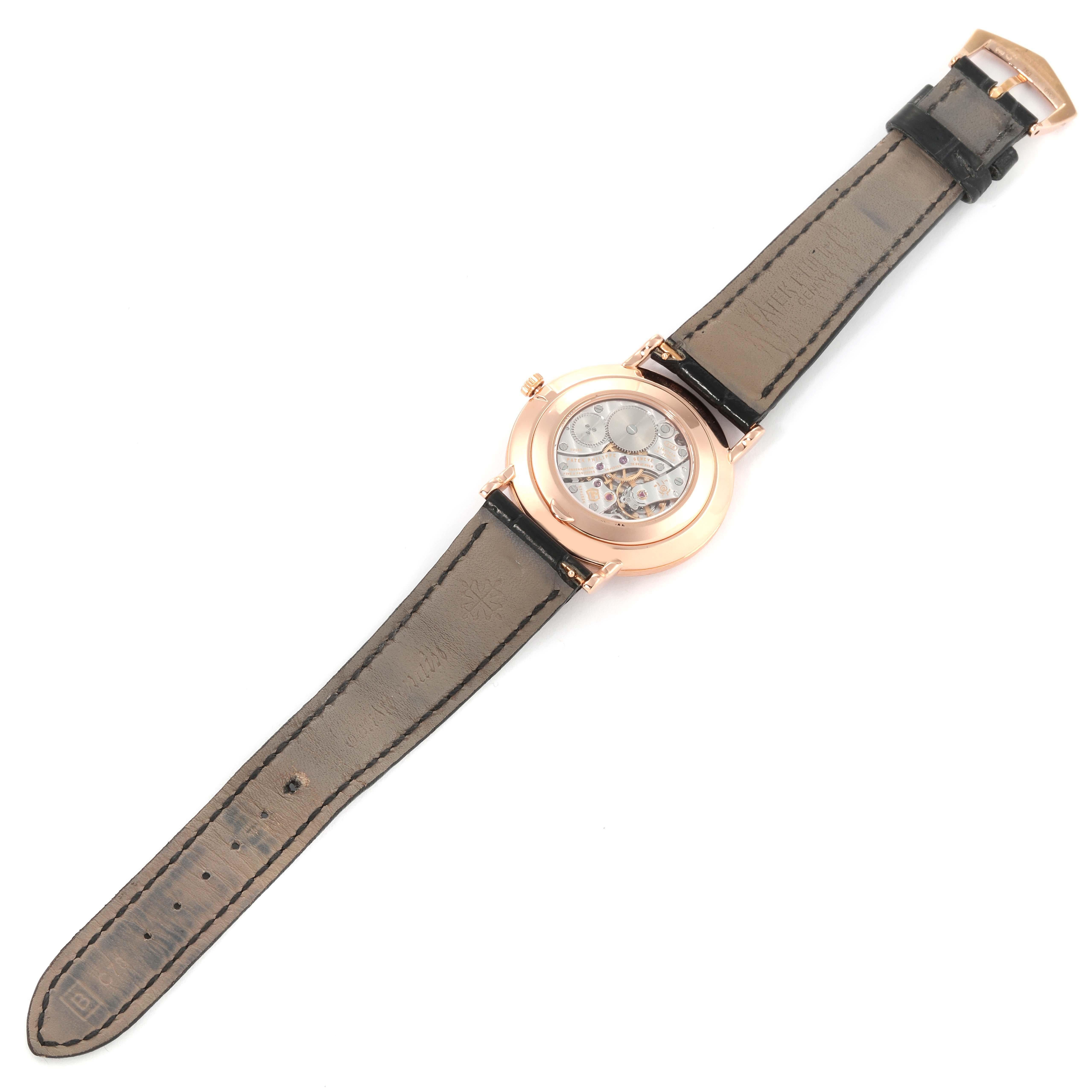 Reloj Patek Philippe Calatrava de oro rosa y correa negra para caballero 5119 5