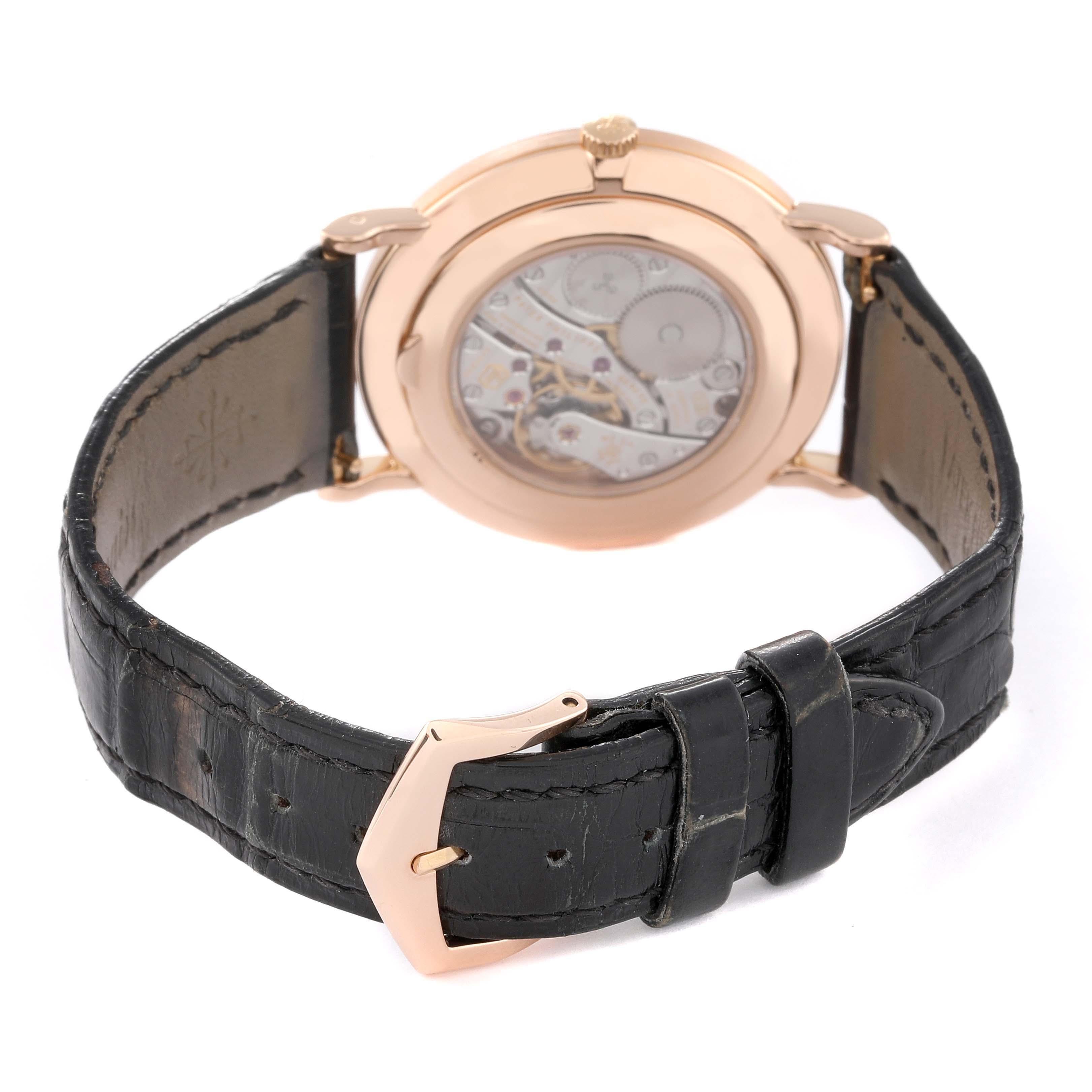 Reloj Patek Philippe Calatrava de oro rosa y correa negra para caballero 5119 3