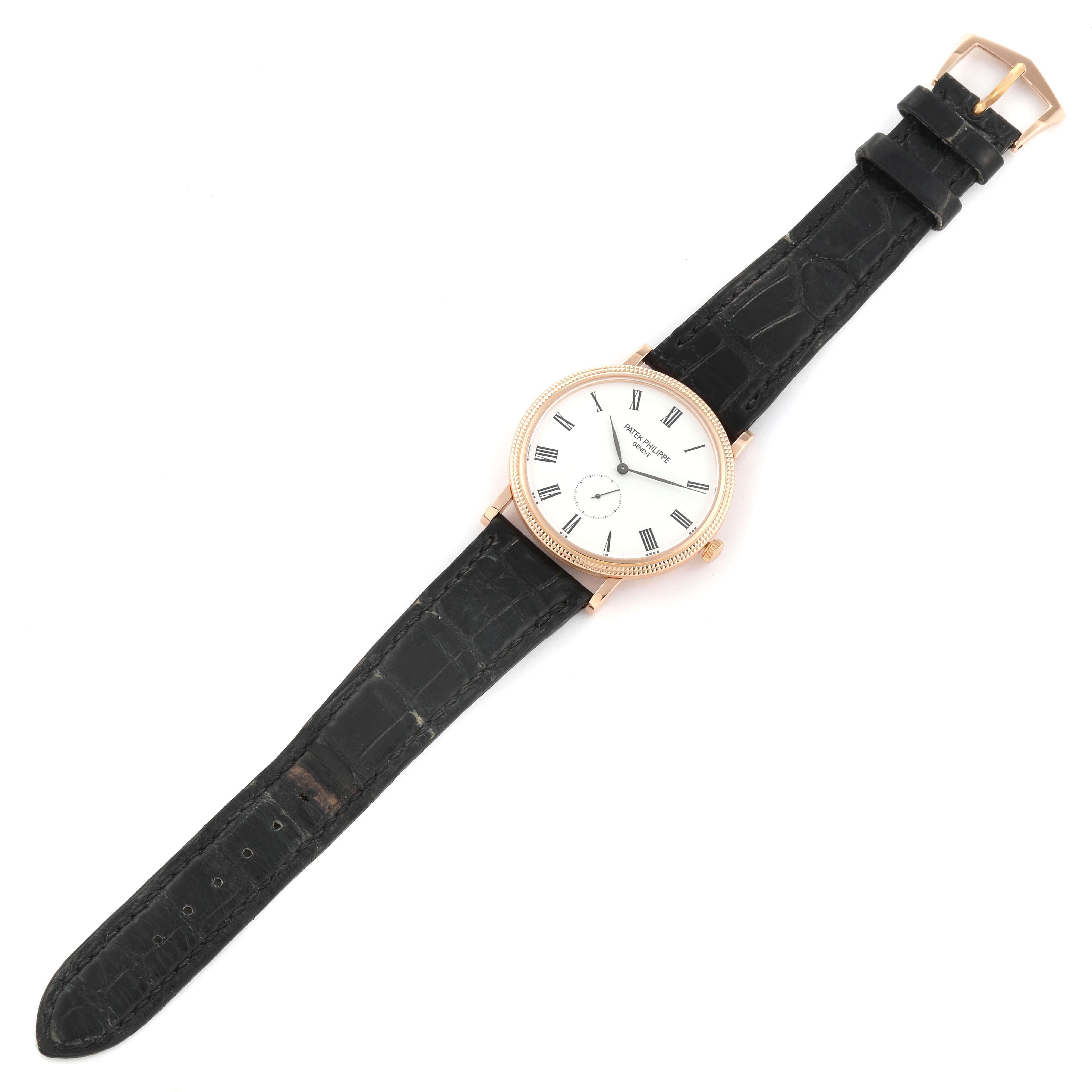 Reloj Patek Philippe Calatrava de oro rosa y correa negra para caballero 5119 4