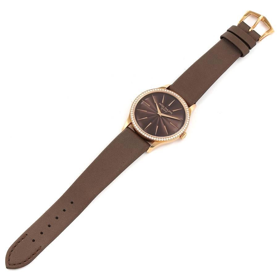 Patek Philippe Calatrava Rose Gold Brown Dial Ladies Watch 4897R For Sale 2
