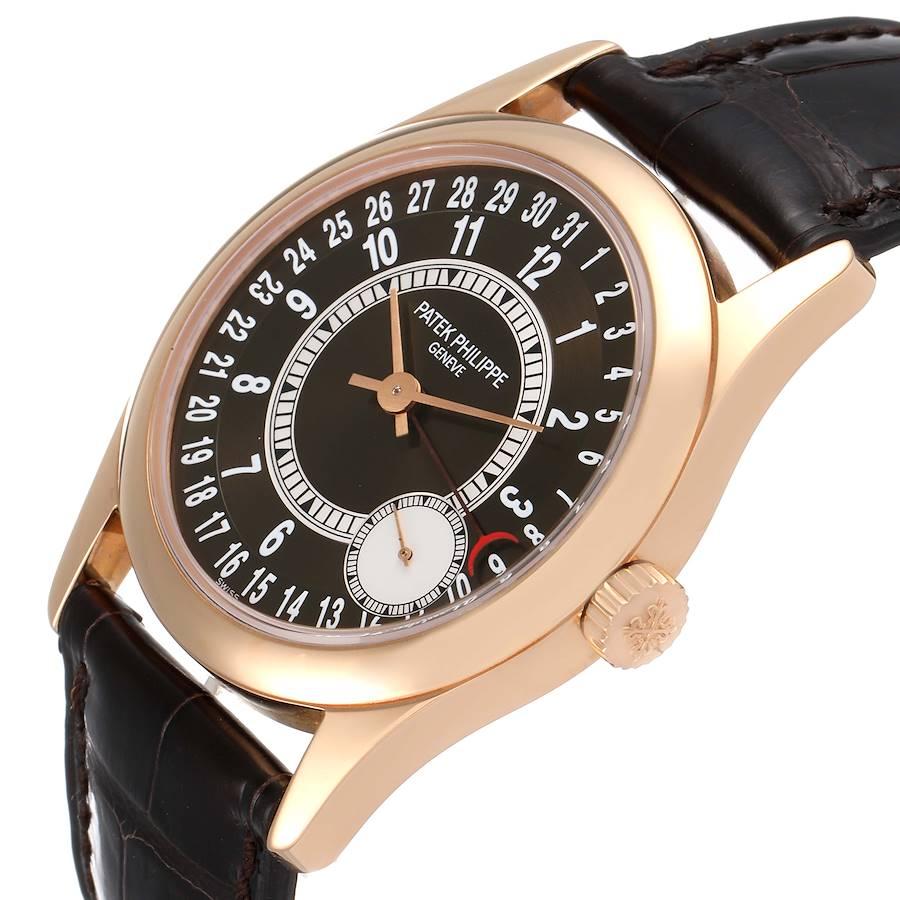 Patek Philippe Calatrava Rose Gold Brown Dial Mens Watch 6000 Box Papers In Excellent Condition In Atlanta, GA