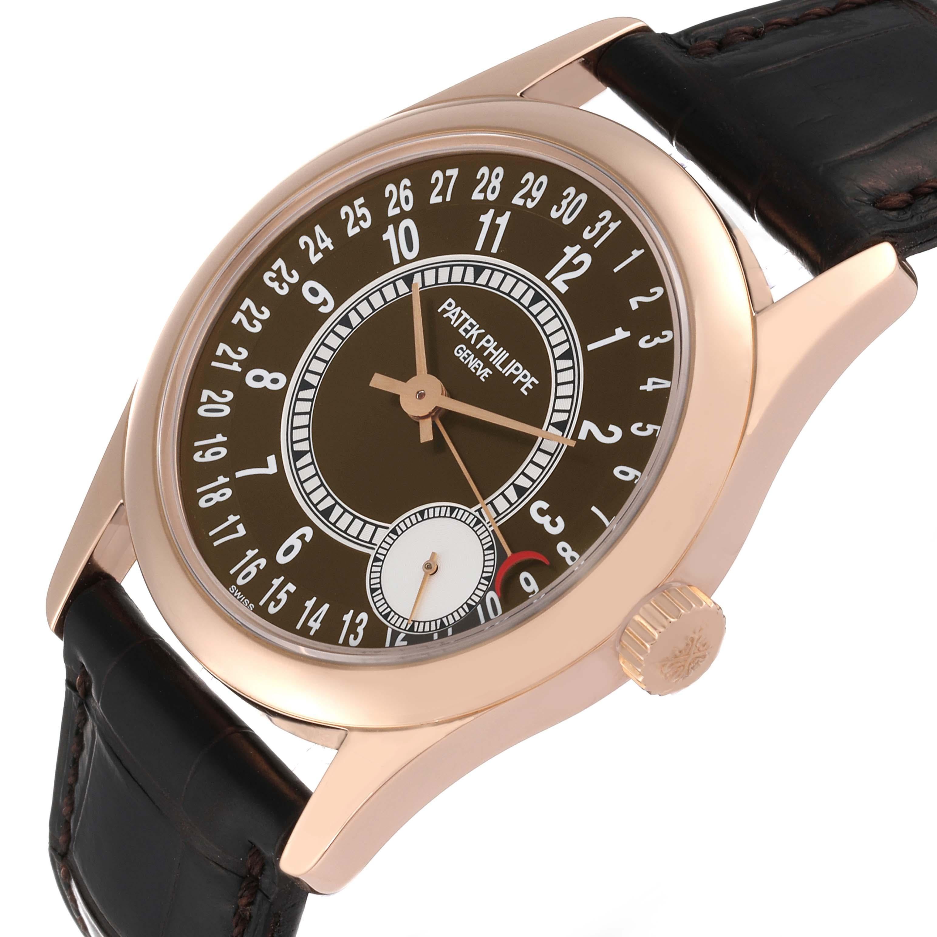 Patek Philippe Calatrava Rose Gold Brown Dial Mens Watch 6000 Papers In Excellent Condition In Atlanta, GA