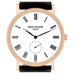 Patek Philippe Calatrava Rose Gold Brown Strap Mens Watch 5119