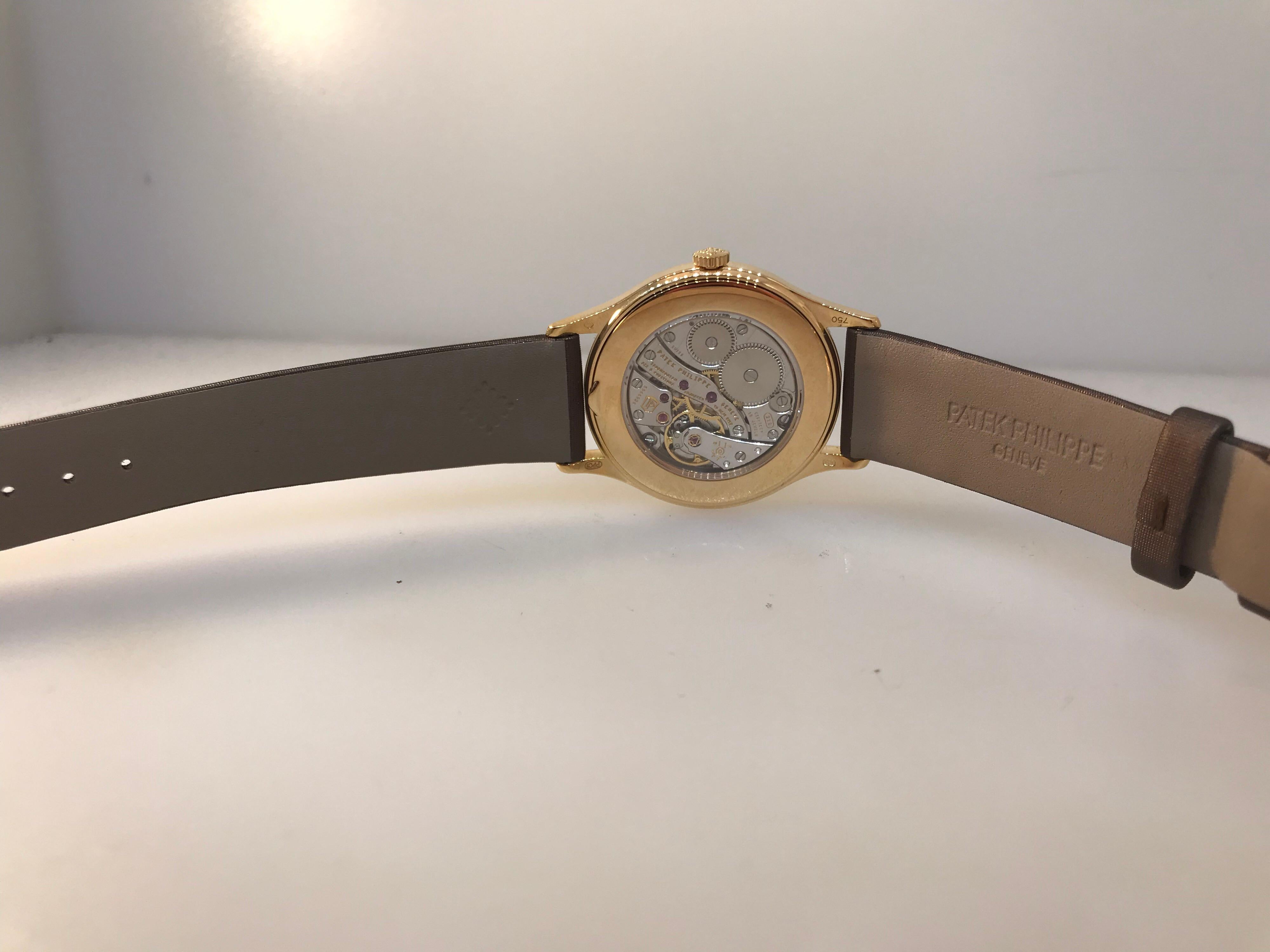 Patek Philippe Calatrava Rose Gold Diamond Bezel Brown Dial Ladies Watch 4897R For Sale 6