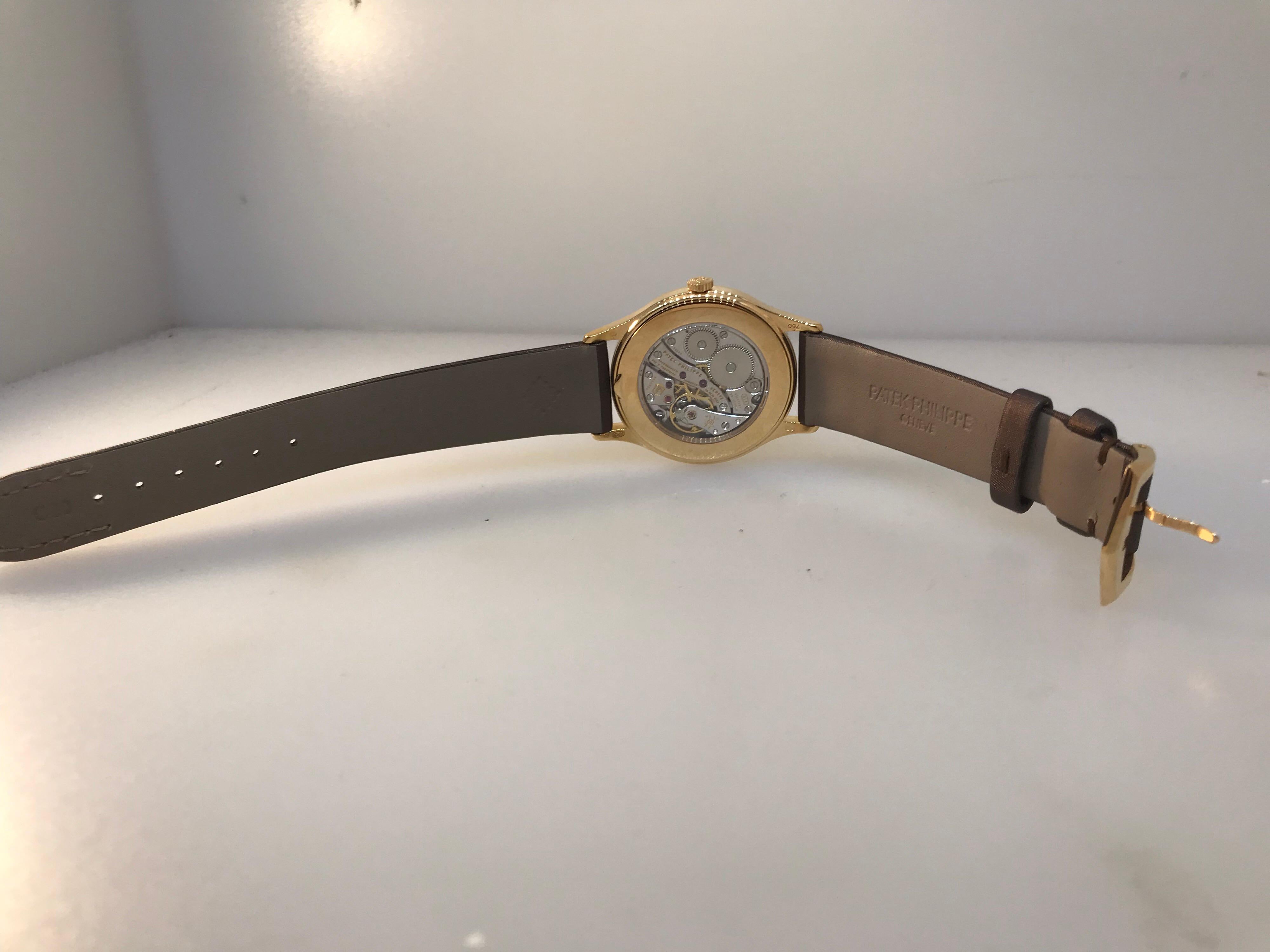 Patek Philippe Calatrava Rose Gold Diamond Bezel Brown Dial Ladies Watch 4897R For Sale 5