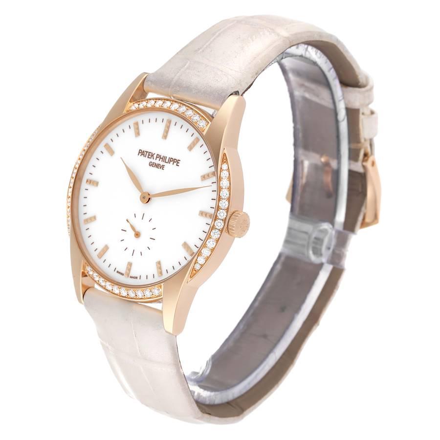 Patek Philippe Calatrava Damenuhr 7122 aus Roségold mit Diamanten im Angebot 1