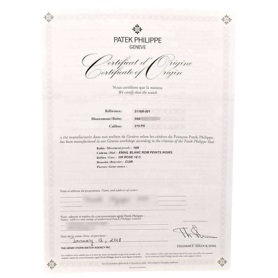 Patek Philippe Calatrava Rose Gold Men's Watch 5116 Unworn Sealed For Sale 2