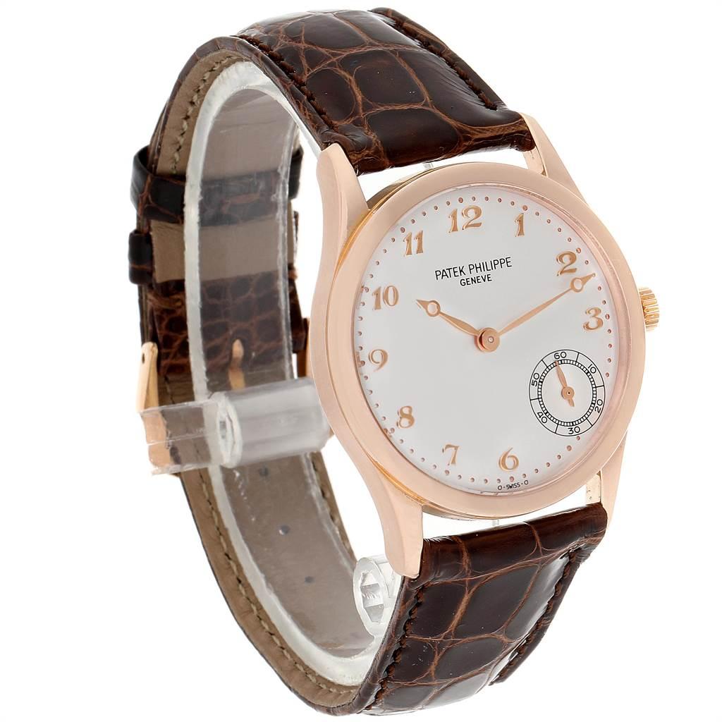 Patek Philippe Calatrava Rose Gold Silver Dial Automatic Watch 5026R In Good Condition In Atlanta, GA