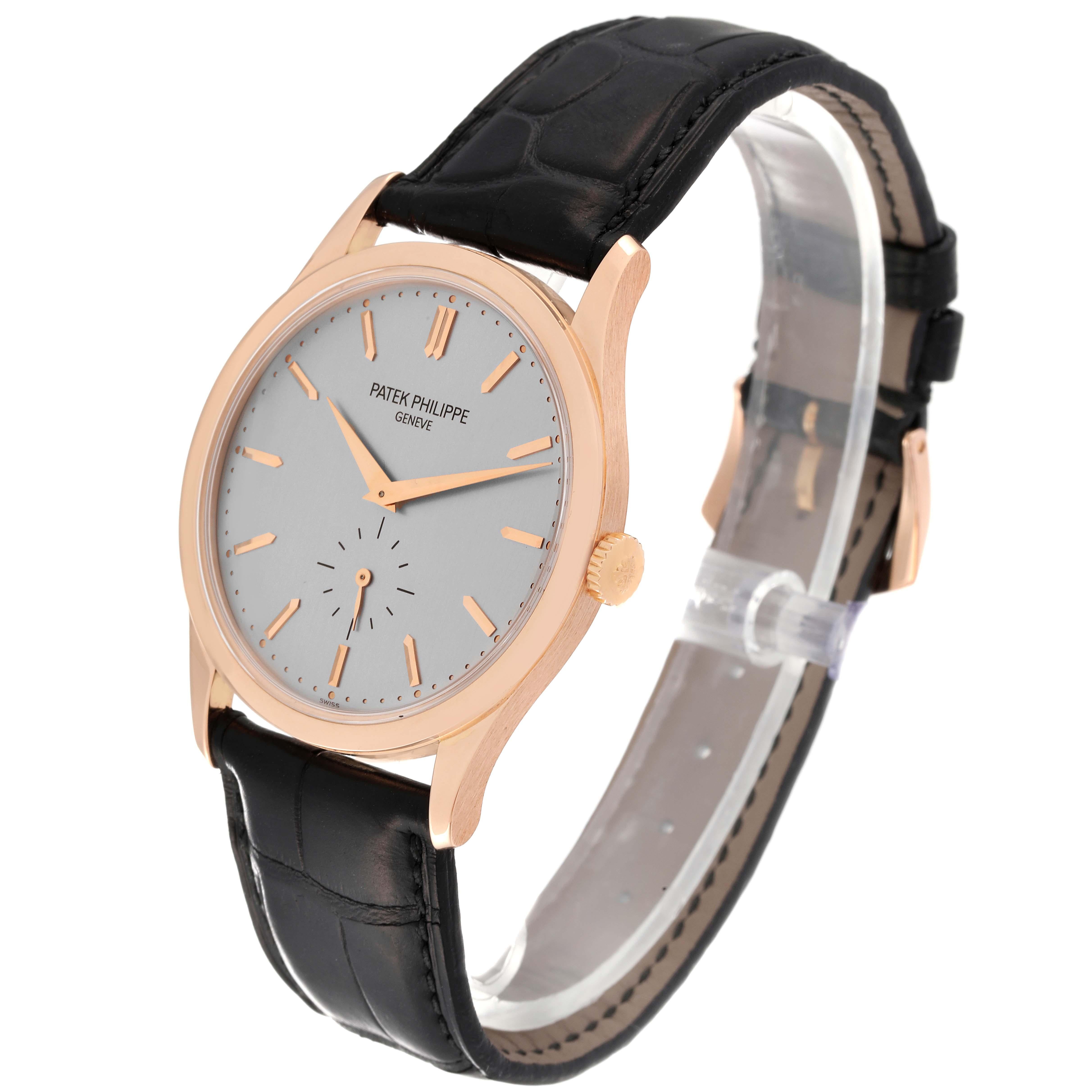 Herrenuhr 5196 von Patek Philippe Calatrava, Roségold, Silber-Zifferblatt und Zifferblatt im Zustand „Hervorragend“ im Angebot in Atlanta, GA