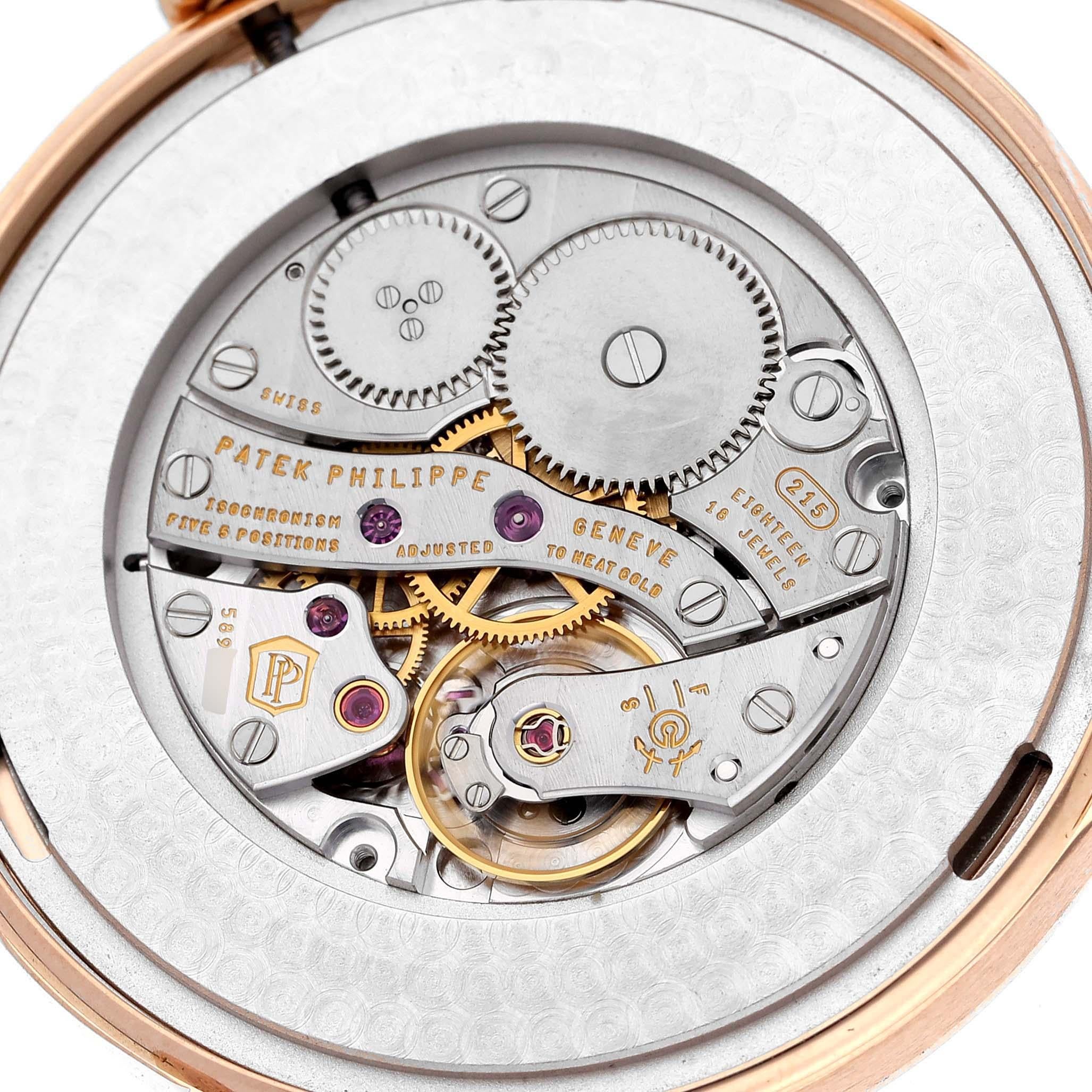 Patek Philippe Calatrava Rose Gold Silver Dial Mens Watch 5196 en vente 3