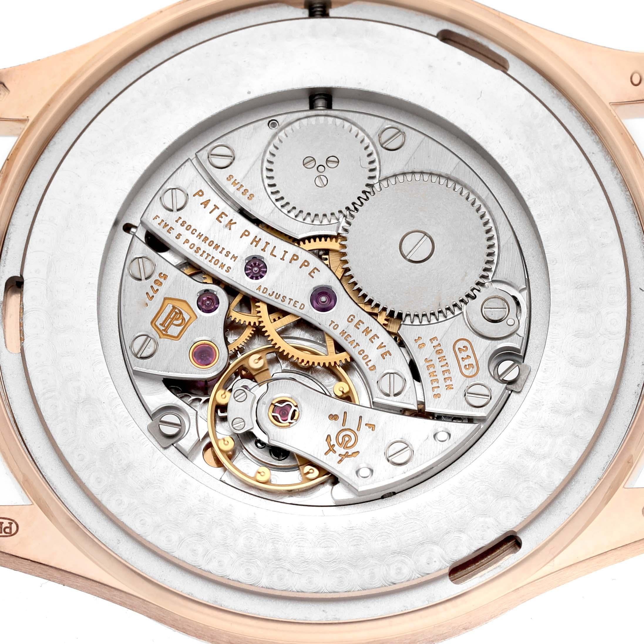 Men's Patek Philippe Calatrava Rose Gold Silver Dial Mens Watch 5196 For Sale