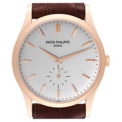 Patek Philippe Calatrava Rose Gold Silver Dial Mens Watch 5196