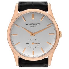 Patek Philippe Calatrava Rose Gold Silver Dial Mens Watch 5196