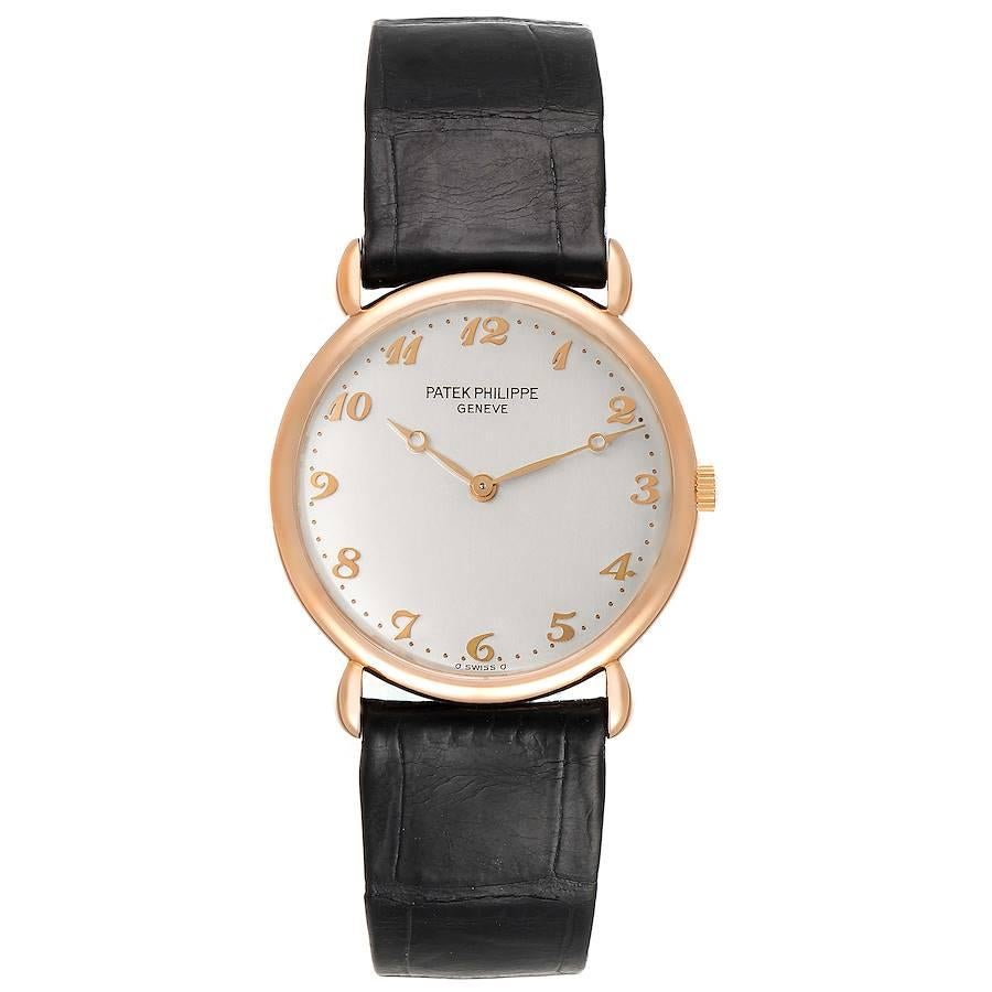 Patek Philippe Calatrava Rose Gold Vintage Unisex Uhr 3820. Uhrwerk mit Handaufzug. Geradlinige Ankerhemmung, Gyromax-Unruh, justiert für Wärme, Kälte, Isochronismus und 5 Positionen, Stoßdämpfer, Selbstkompensation, flache Unruhspirale. Gehäuse aus