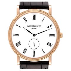 Patek Philippe Calatrava Rose Gold White Enamel Dial Mens Watch 5119