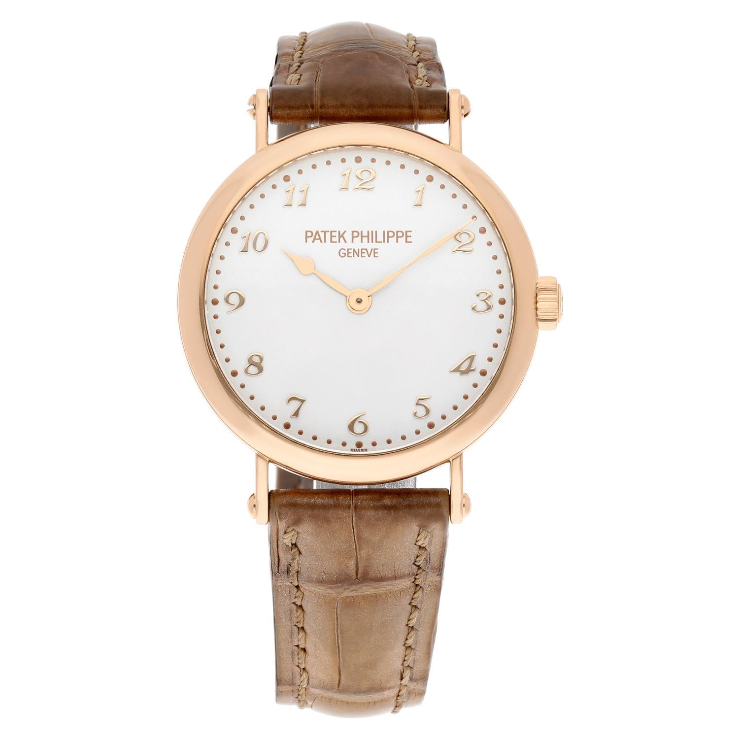 PATEK PHILIPPE CALATRAVA 18K ROSE GOLD ULTRA-THIN 7200R-00
With its pure lines, the calatrava is recognized as the very essence of the round wristwatch and one of the finest symbols of the Patek Philippe style. Supremely elegant, it charms each new
