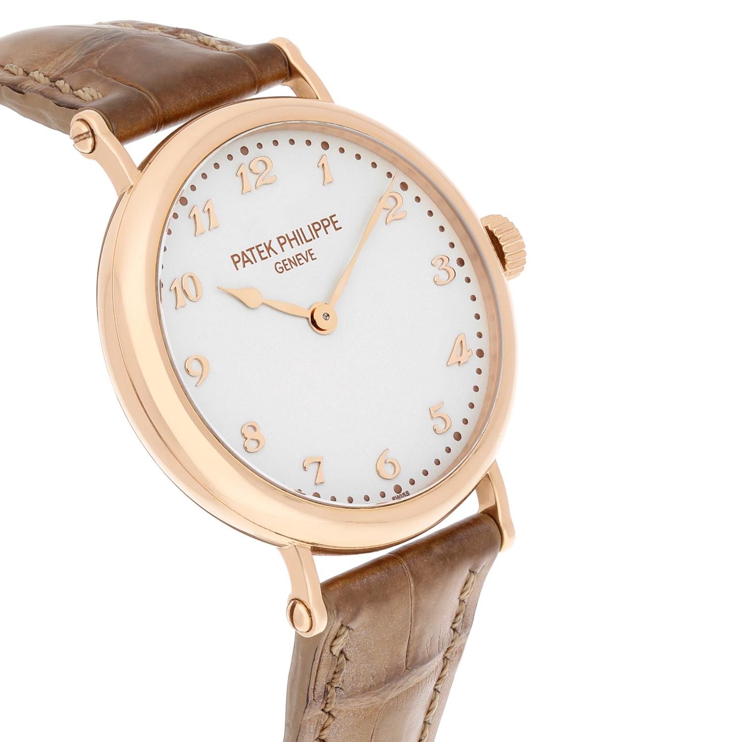 Modern Patek Philippe Calatrava Thin 18kt Rose Gold Automatic Ladies Watch 7200R-001 For Sale
