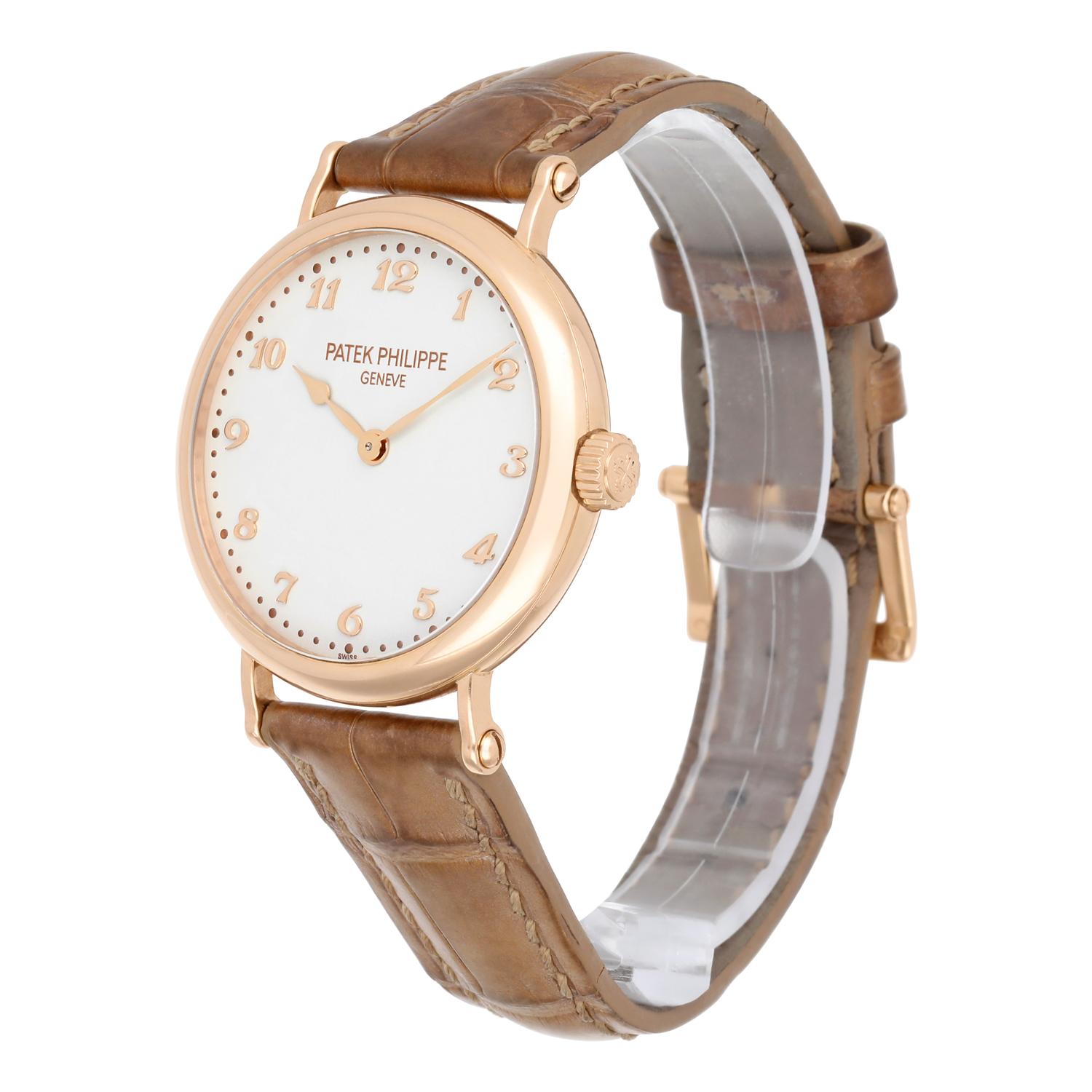 Women's Patek Philippe Calatrava Thin 18kt Rose Gold Automatic Ladies Watch 7200R-001 For Sale