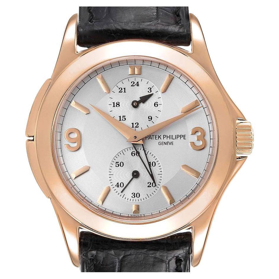 Patek Philippe Calatrava Travel Time Rose Gold Mens Watch 5134 Papers For Sale