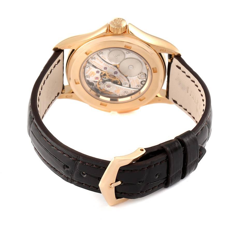 Patek Philippe Montre Calatrava Travel Time 4934 en or rose et diamants MOP en vente 4