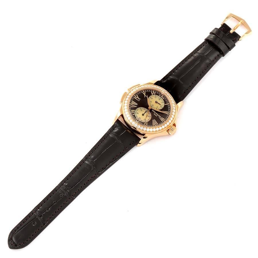 Patek Philippe Calatrava Travel Time Rose Gold MOP Diamond Watch 4934 For Sale 2