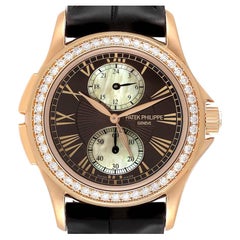 Patek Philippe Calatrava Travel Time Rose Gold MOP Diamond Watch 4934