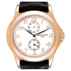 Patek Philippe Calatrava Travel Time Rose Gold White Dial Mens Watch 5134