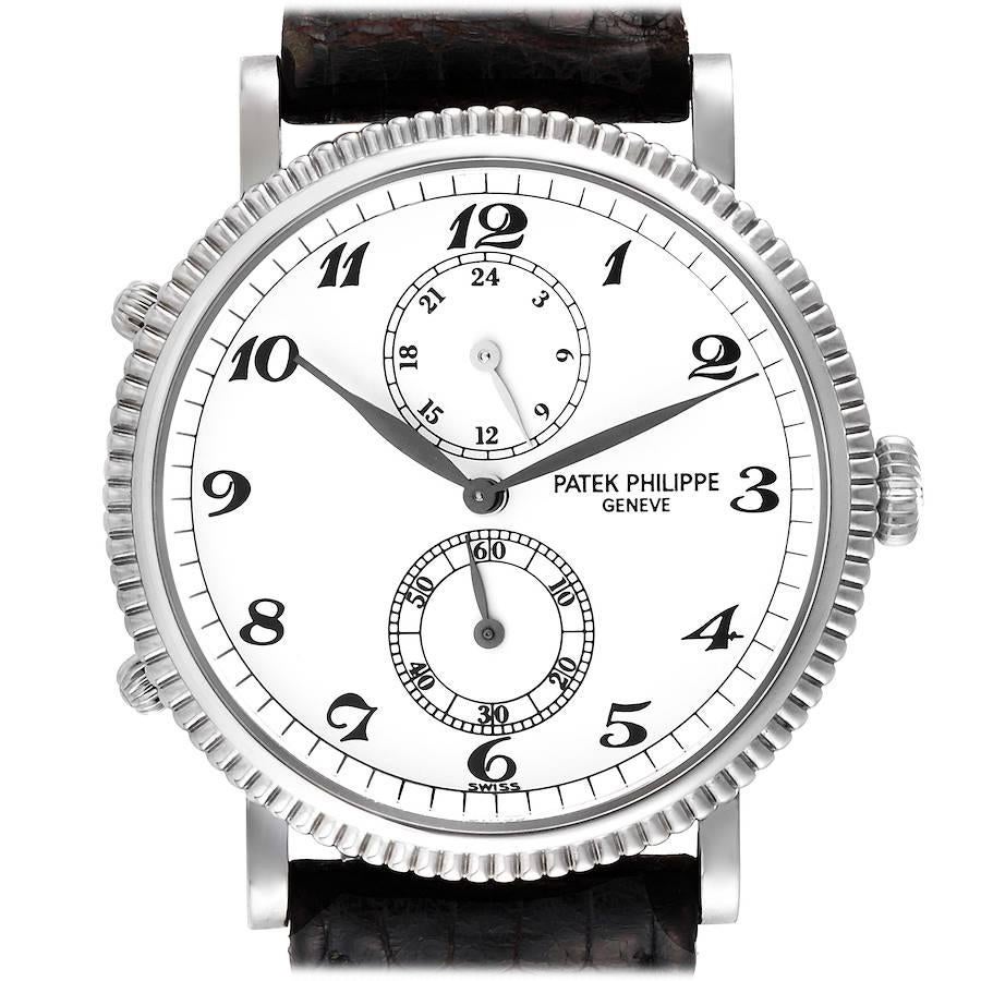 Patek Philippe Calatrava Reisezeit Weißgold Herrenuhr 5034 mit Schachtelpapieren