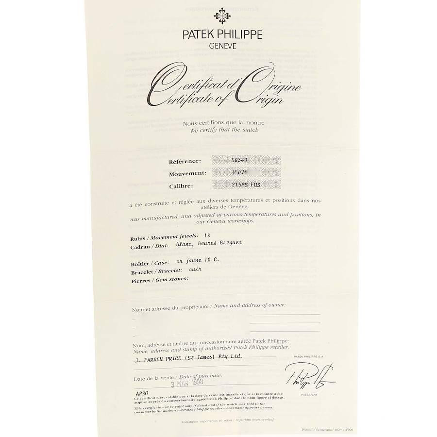 Gelbgold-Herrenuhr 5034 von Patek Philippe Calatrava mit Boxpapieren im Angebot 8