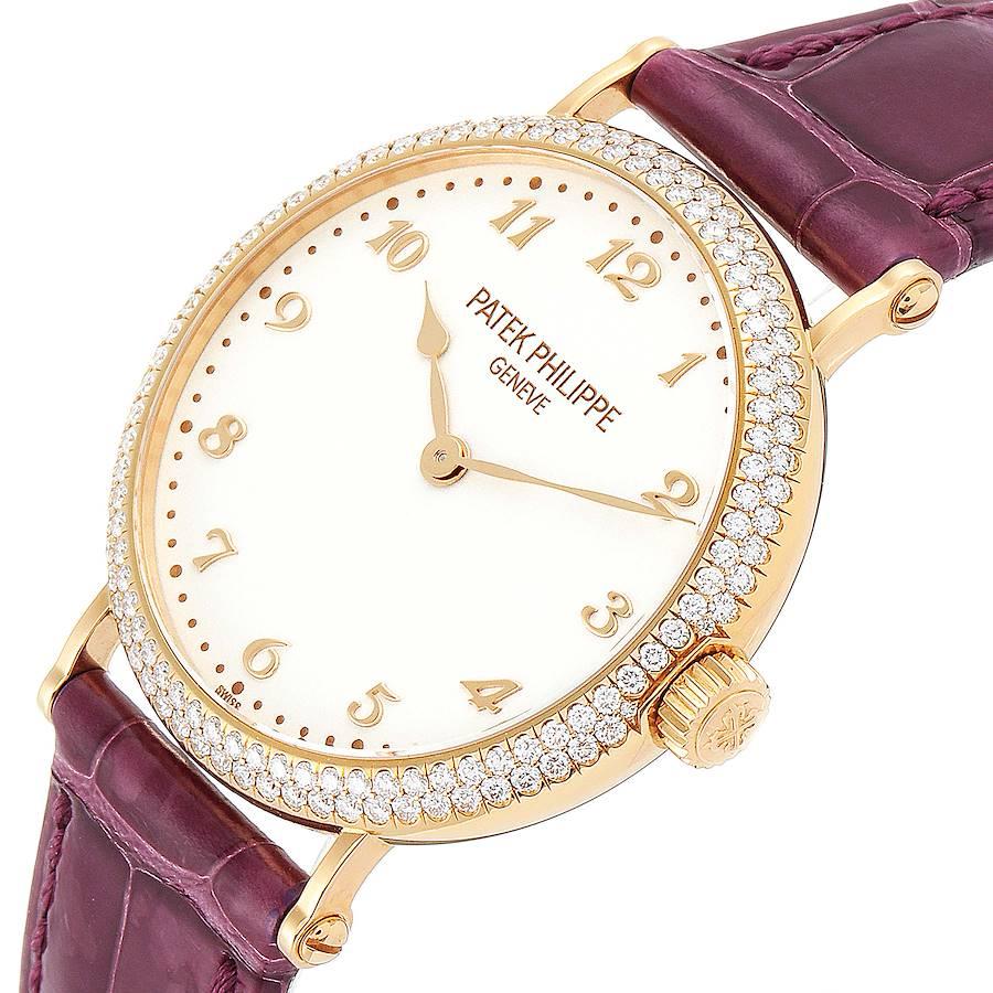 Women's Patek Philippe Calatrava Ultra Thin Rose Gold Diamond Ladies Watch 7200 For Sale