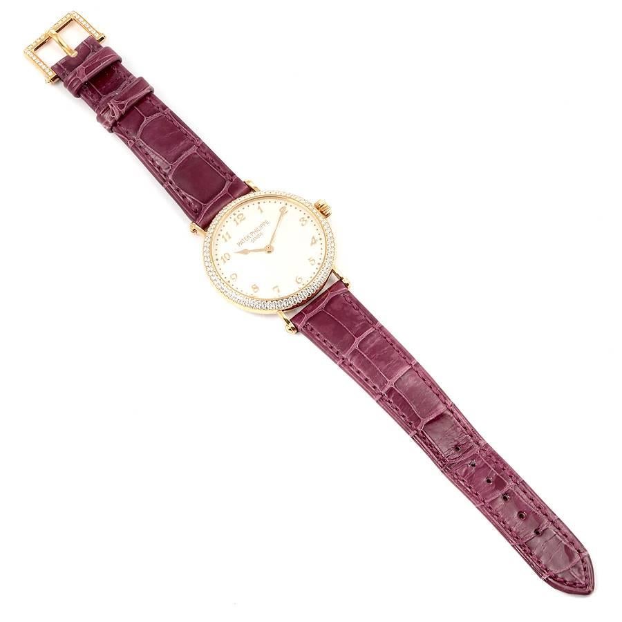Patek Philippe Calatrava Ultra Thin Rose Gold Diamond Ladies Watch 7200 For Sale 4