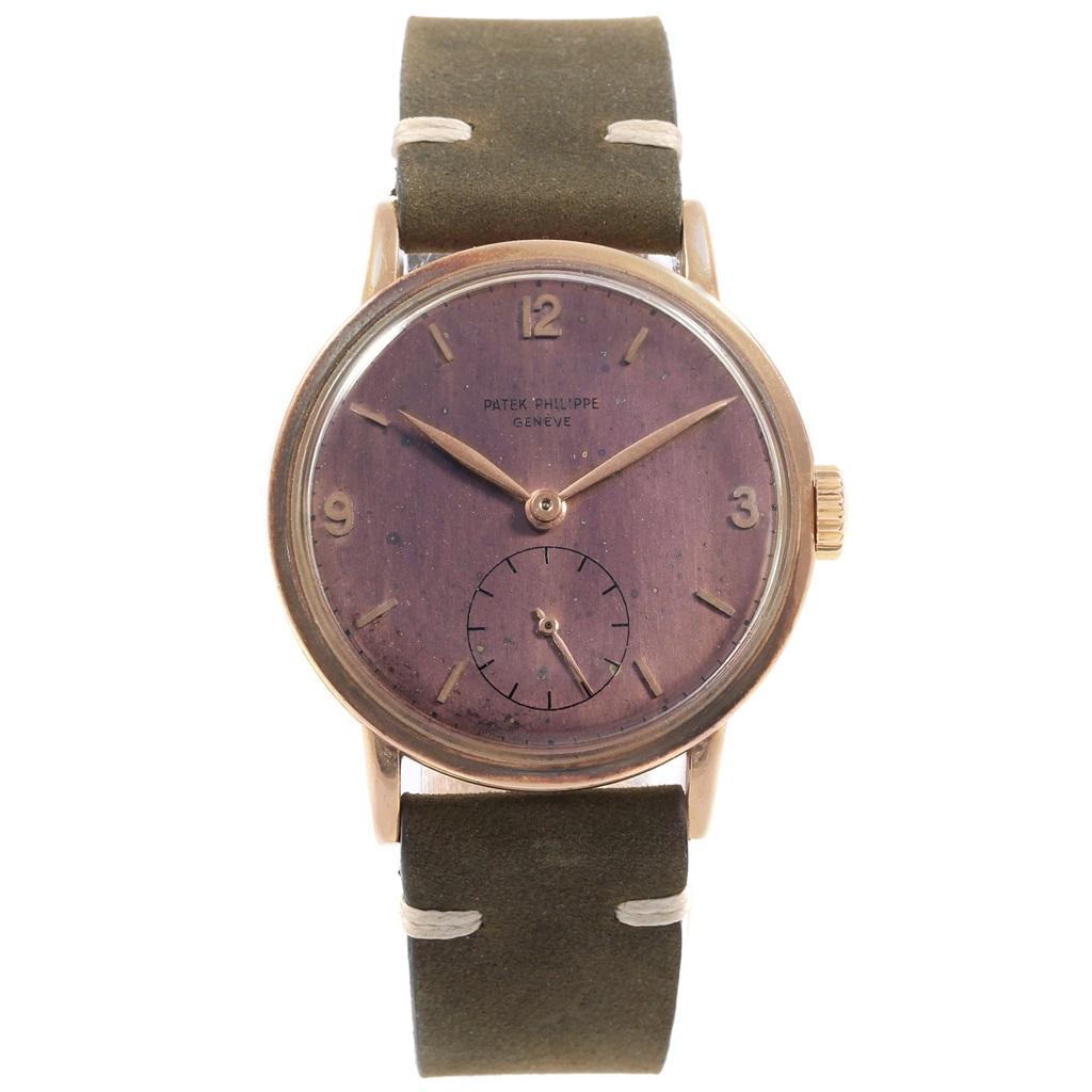 Patek Philippe Calatrava Vintage Rose Gold Tropical Dial Watch 1513 For Sale 6