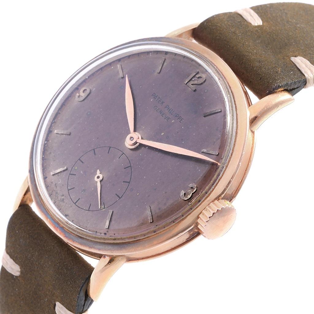 Patek Philippe Calatrava Vintage Rose Gold Tropical Dial Watch 1513 For Sale 7